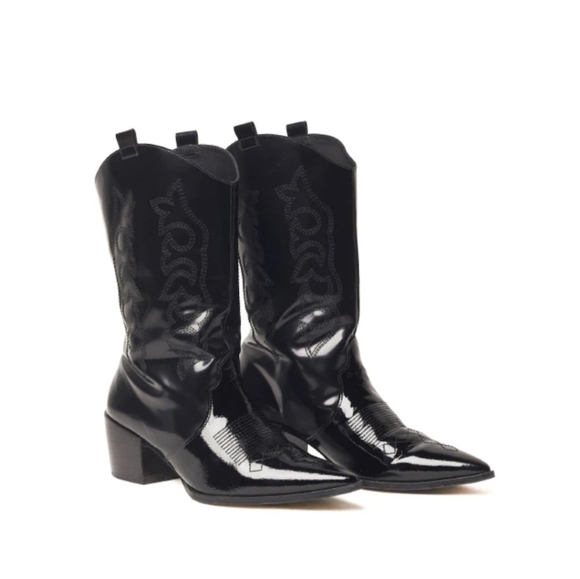 *NWOT Vicson Juana Black Cowboy Boots - Picture 1 of 11